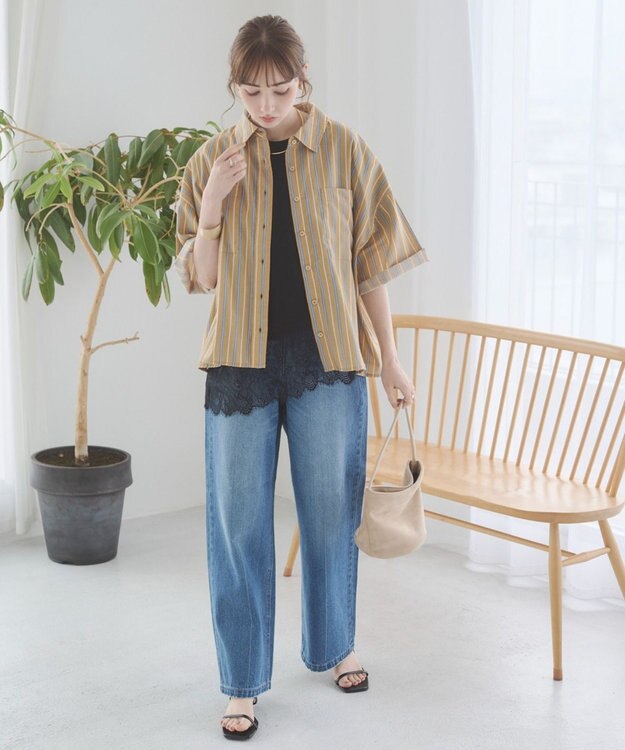 WEGO 【ANGIE VINTAGE】キャンブリックボイルオーバー半袖シャツ 柄5