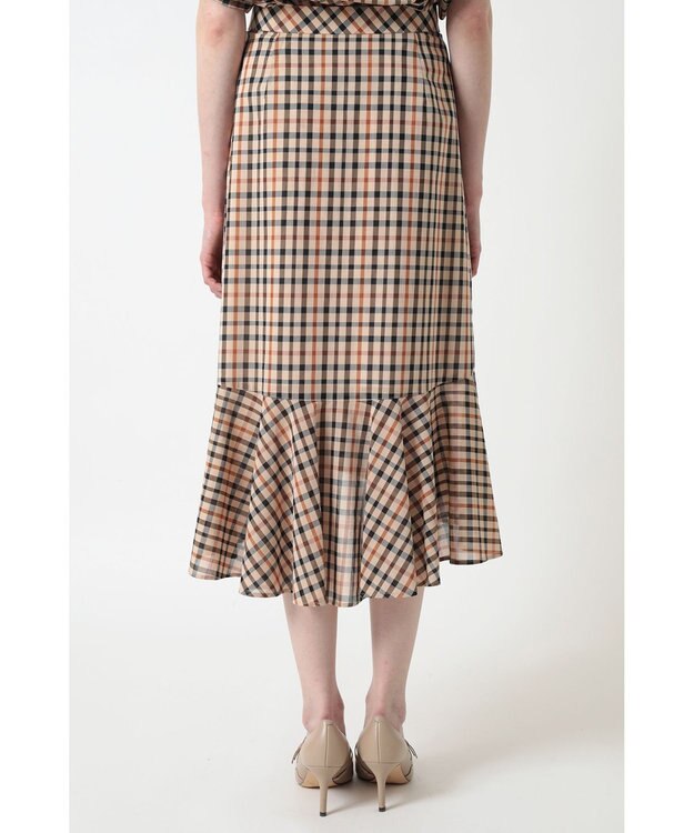 DAKS コットンボイル ペプラム フレアスカート ハウスチェック