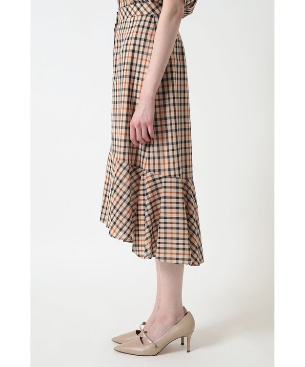 DAKS コットンボイル ペプラム フレアスカート ハウスチェック