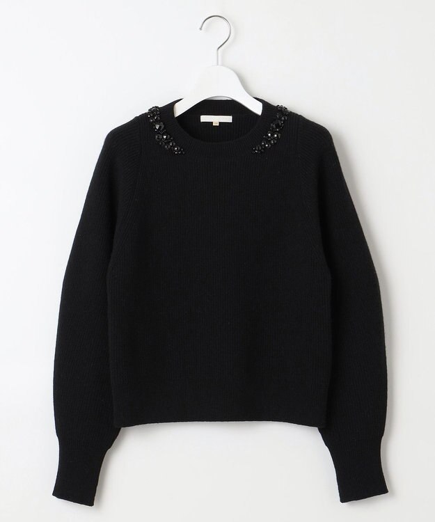 自由区 【カタログ掲載・洗える】ビジュー ニット ブラック系