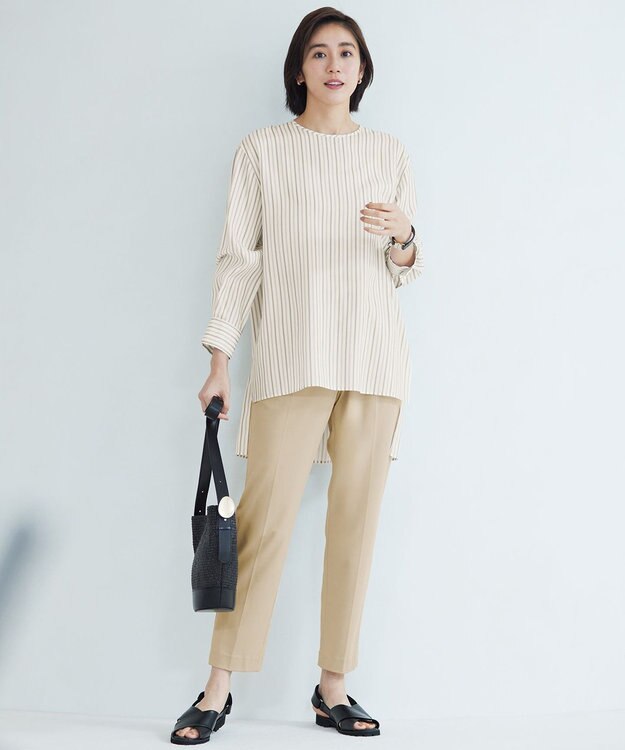 自由区 L ライトフィールジャージータックテーパード パンツ ベージュ