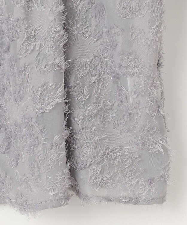 Feroux 【洗える】ジャカードフリルブラウス スカイブルー系