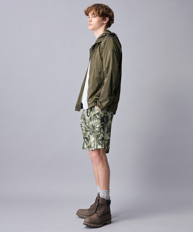 JOSEPH ABBOUD MOUNTAIN 【軽量/ECO撥水/ポケッタブル】ヴィンテージナイロンシャンブレーパーカー カーキ系