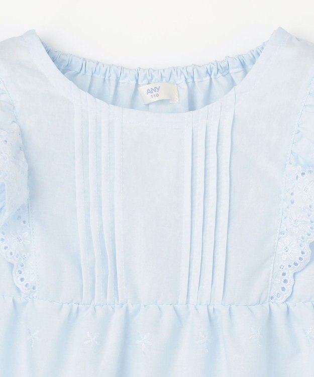ANY KIDS 【洗濯機可能/接触冷感】ひんやり レース刺繍ブラウス サックスブルー