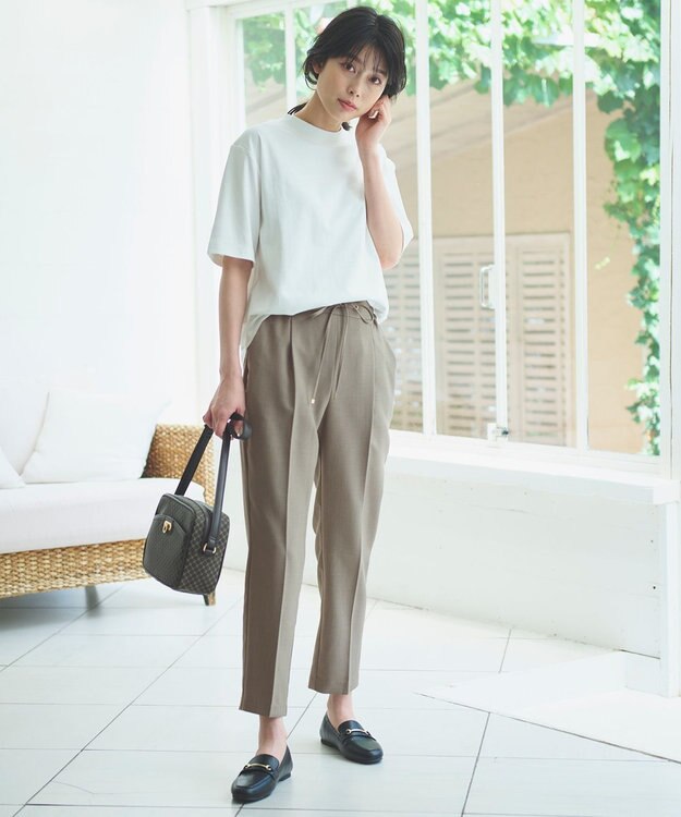 ANY L 【セットアップ対応/ウエストゴム】イージィケア美脚テーパードパンツ ライトモカ