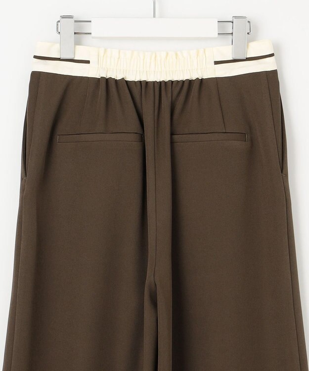 Feroux 【洗える】マーベルトデザイン セミワイドパンツ ダークブラウン系