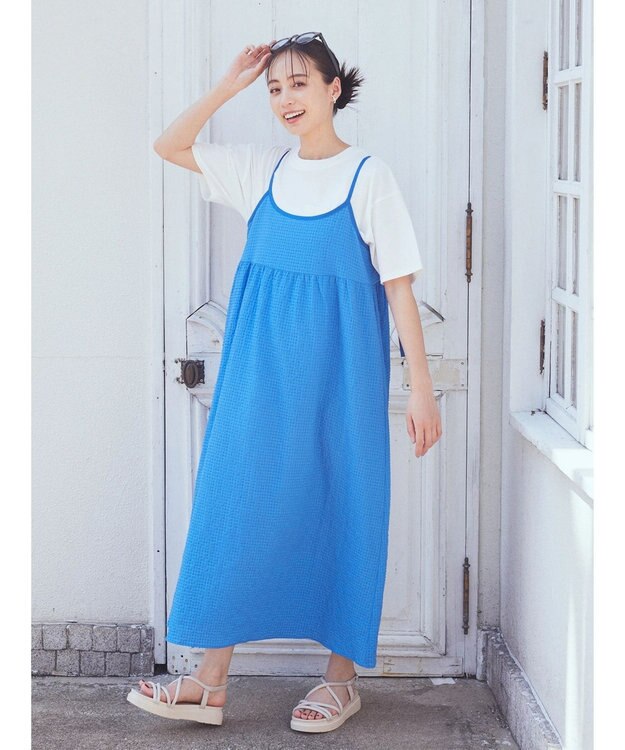earth music&ecology バックリボンキャミワンピース Blue