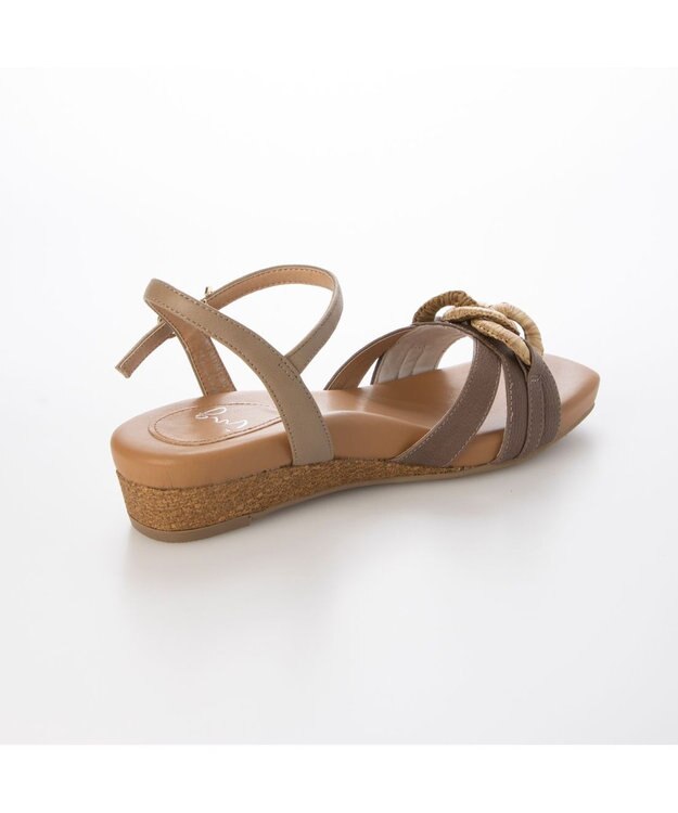 ing <ing>チェーンモチーフアンクルストラップサンダル オークコンビ