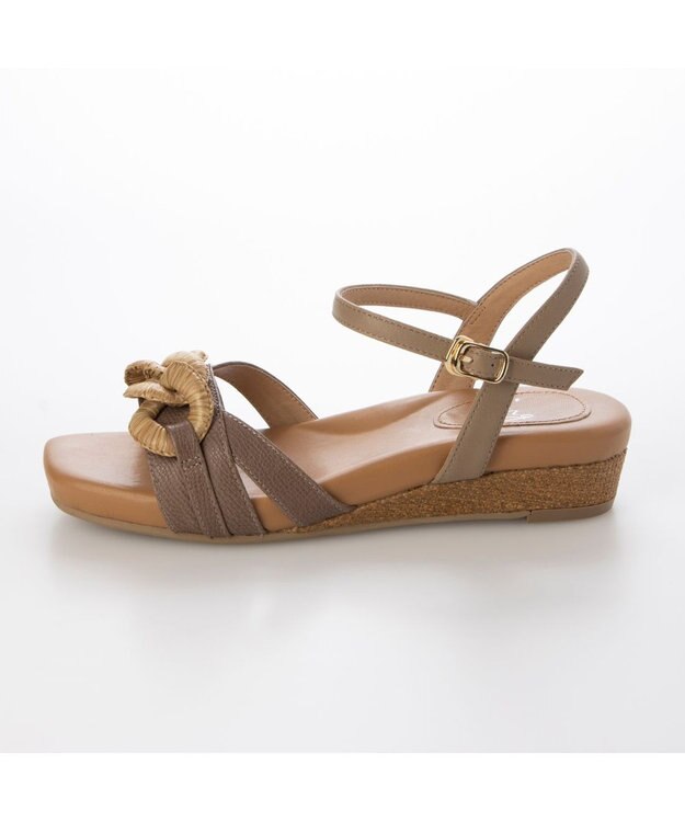 ing <ing>チェーンモチーフアンクルストラップサンダル オークコンビ