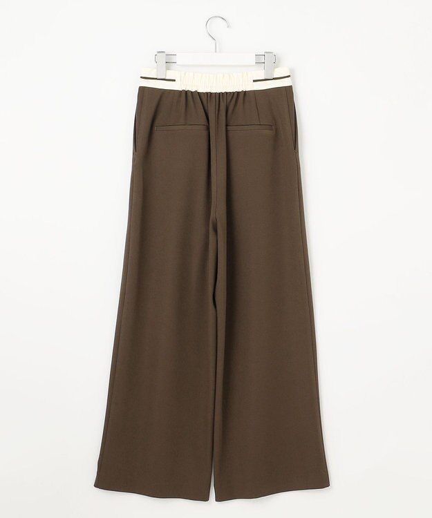 Feroux 【洗える】マーベルトデザイン セミワイドパンツ ダークブラウン系