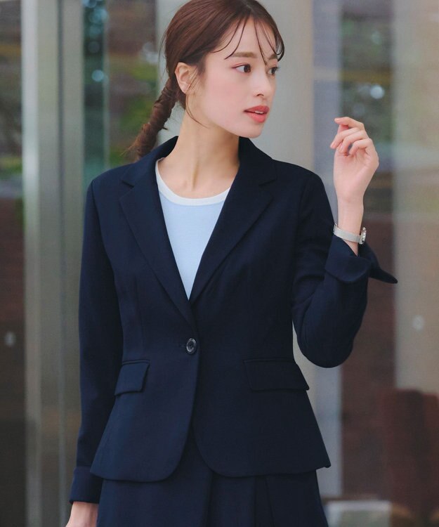 Tiaclasse L 【ダブルクロス】テーラードジャケット ネイビー