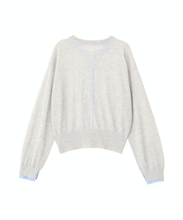AMERICAN HOLIC シアー配色ニットカーディガン Light Gray