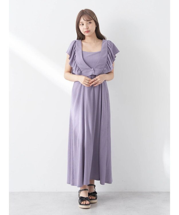 earth music&ecology ＳＥＴ２点　フリルショルダーツーピースワンピース Lavender
