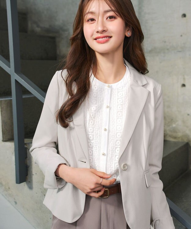 Tiaclasse L 【ダブルクロス】テーラードジャケット グレージュ