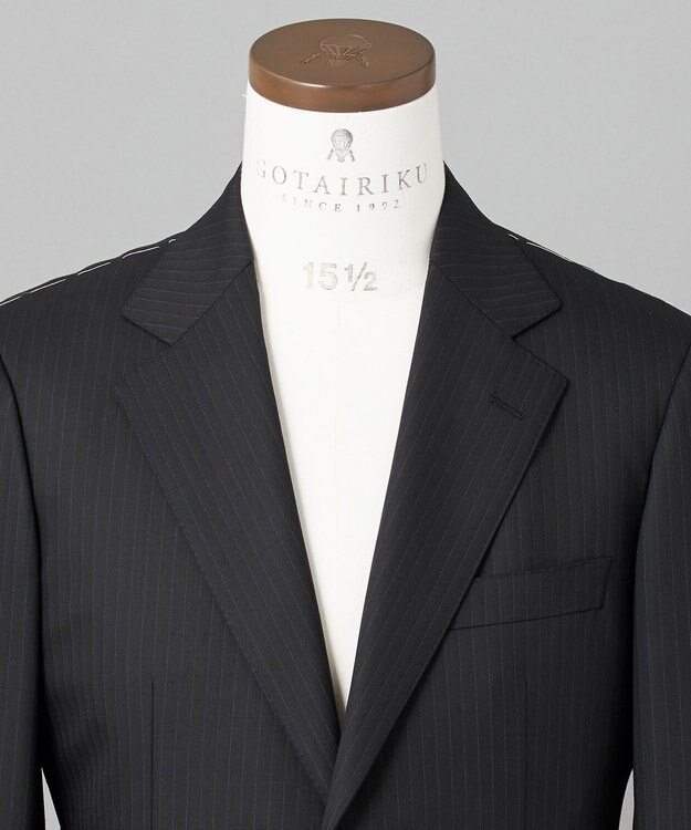GOTAIRIKU 横に伸びる【TasmaniaWool/タマニアウール】ストレッチ スーツ（ブラックストライプ） ブラック系1