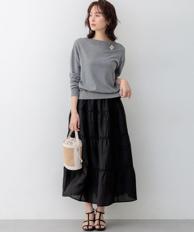 組曲 【WEB限定】コットンニット プルオーバー ライトグレー系