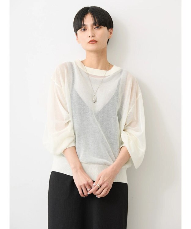 AMERICAN HOLIC 接触冷感２ＷＡＹシアーニットカーディガン Off White