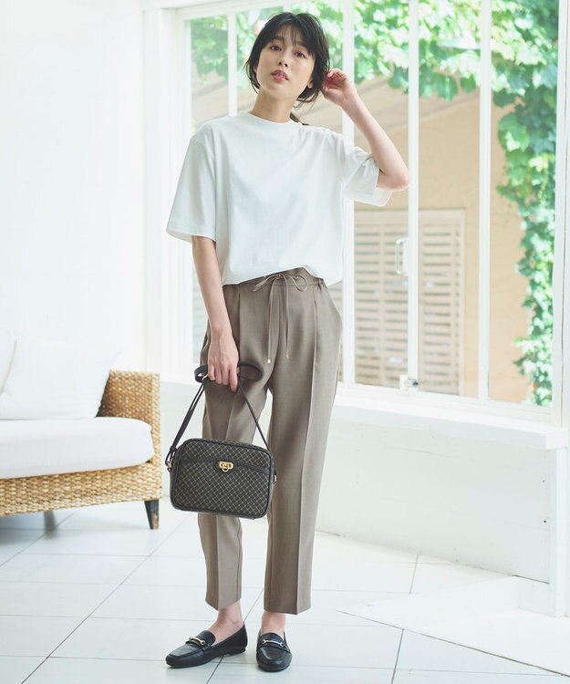 ANY 【セットアップ対応/ウエストゴム】イージィケア美脚テーパードパンツ ライトモカ