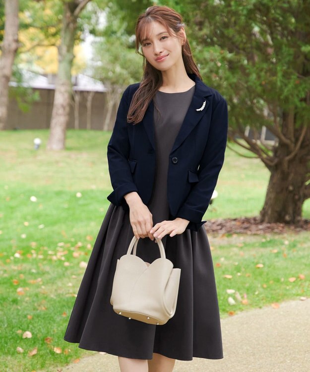 Tiaclasse L 【ダブルクロス】テーラードジャケット ネイビー