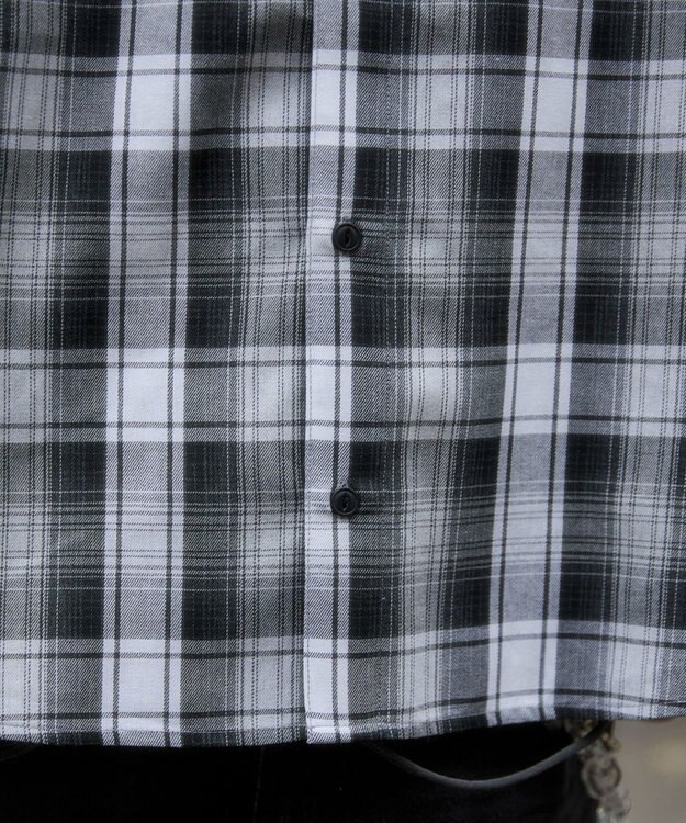 WEGO 【ユニセックス着用ITEM/MLサイズ展開】オンブレチェックフードシャツ（LS） ブラックチェック1