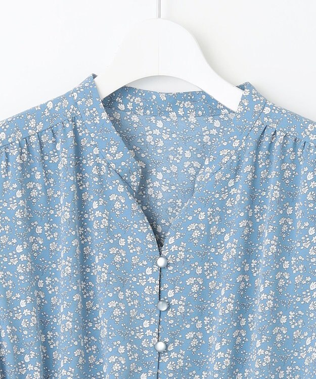 Feroux フラワープリントドロスト ワンピース ライトブルー