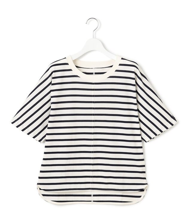 J.PRESS YORK STREET 【WOMEN】ボーダードルマン Tシャツ ネイビー系1