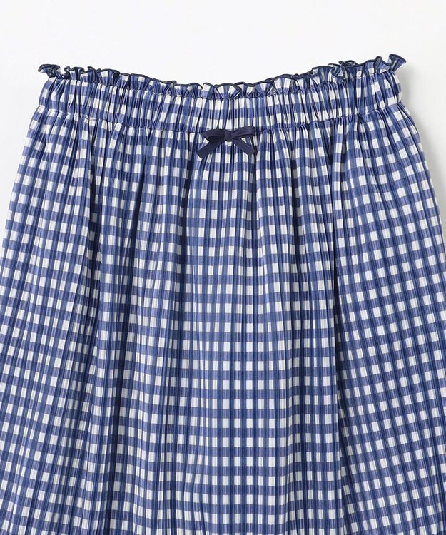 組曲 KIDS 【150-160㎝】ギンガムチェックプリーツ スカート ネイビー系