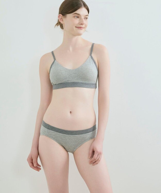 une nana cool 綿ベア天竺 カラーブロッキング ノンワイヤーブラジャー LG