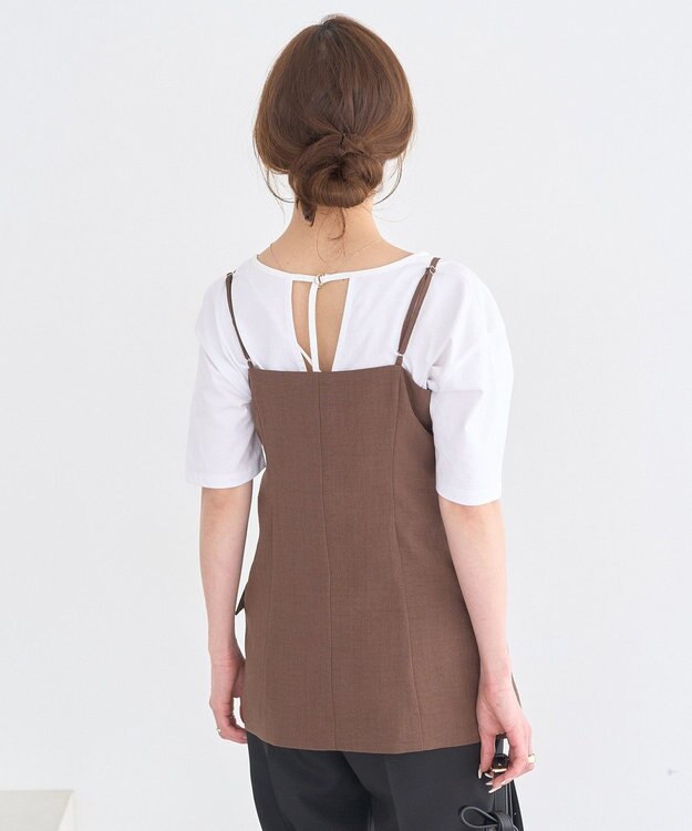 earth music&ecology 【セットアップ対応】フラップボタンビスチェ Brown