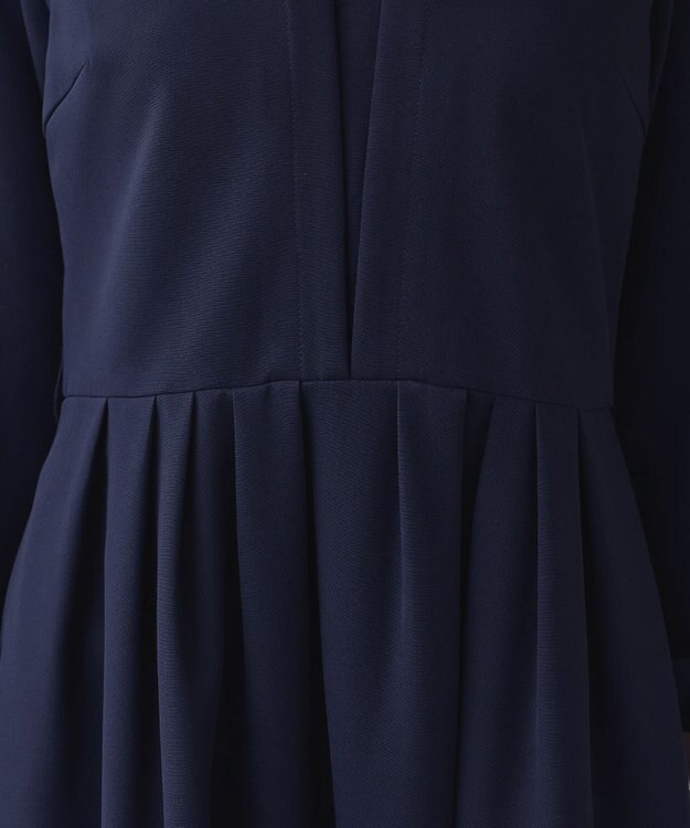 Tiaclasse 【ダブルクロス・洗える】 ナローVネックワンピース ネイビー