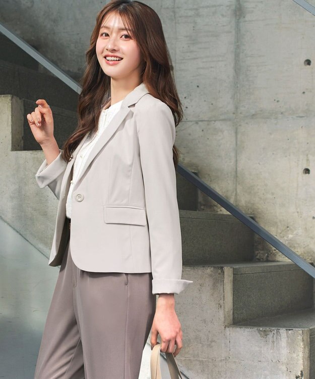 Tiaclasse L 【ダブルクロス】テーラードジャケット グレージュ