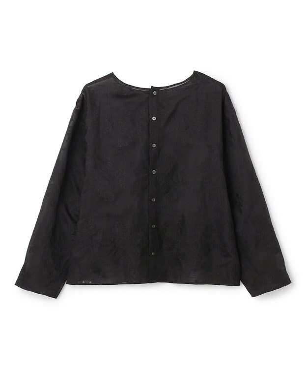 UNFILO L 【前後着用可能の2WAY仕様】ボタニカル エンブロイダリー ブラウス ブラック