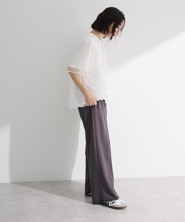 Green Parks チュールドッキングバルーン５分袖プルオーバー Off White