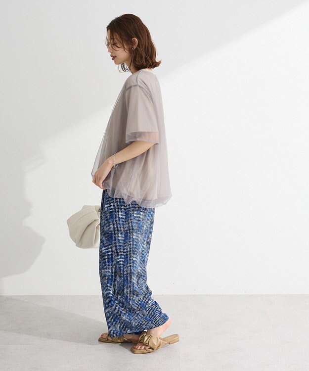 Green Parks チュールドッキングバルーン５分袖プルオーバー Off White