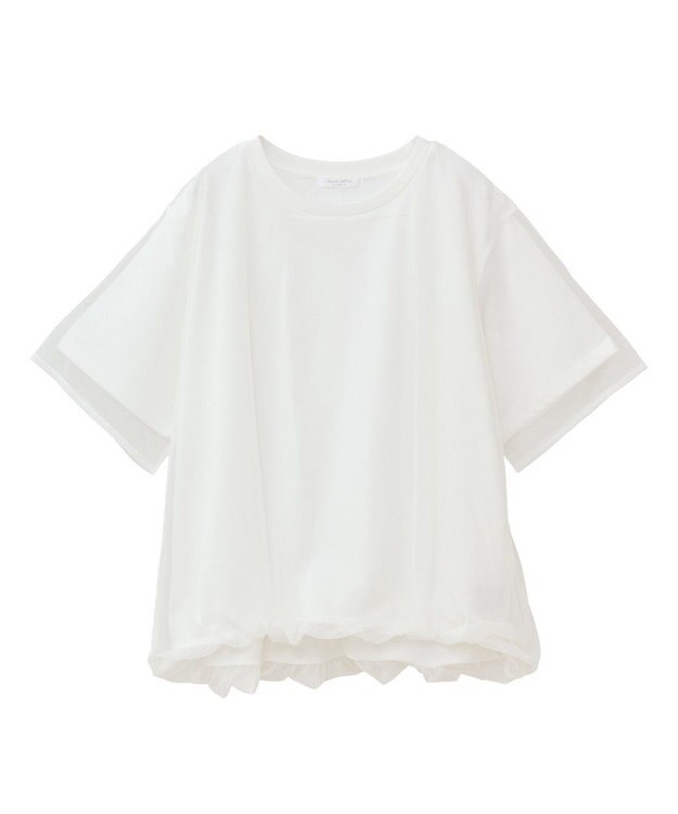 Green Parks チュールドッキングバルーン５分袖プルオーバー Off White