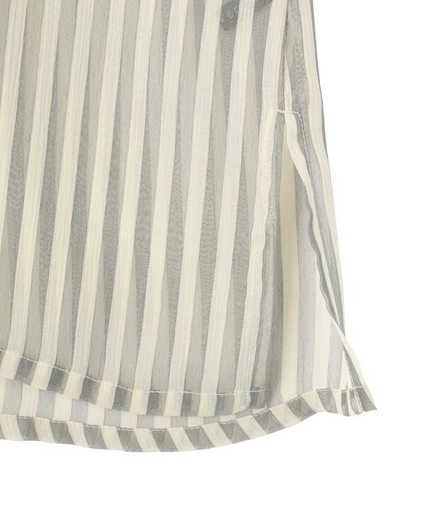 YECCA VECCA ギャザーリボンブラウス Stripe