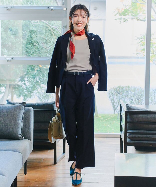 Tiaclasse L 【ダブルクロス】テーラードジャケット ネイビー