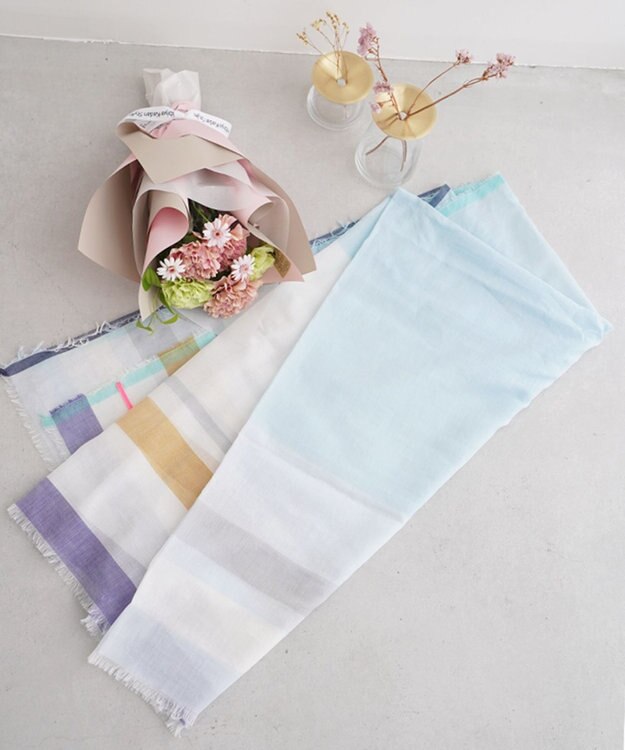 POLS 播州織 極細コットンストール アイスブルー