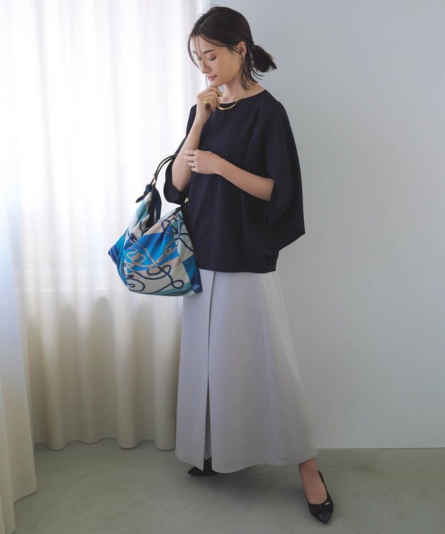 ICB 【新色追加・WEB限定カラーあり・UVケア・接触冷感・速乾・防シワ・洗える】FluidBackSatin ドルマンスリーブブラウス ネイビー系