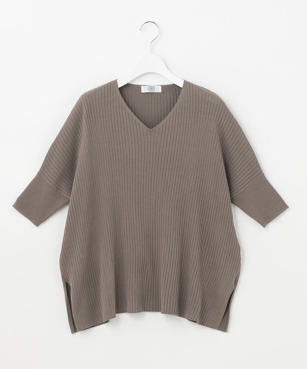 J.PRESS LADIES 【洗える】コットンシルクリラクシー Vネック ニット カーキ系