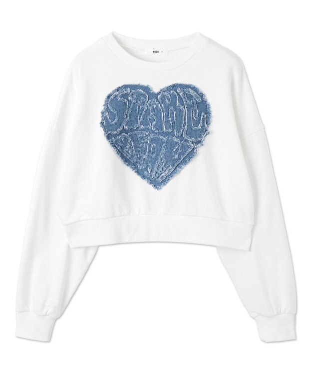 WEGO デニムワッペンプルオーバー ホワイト
