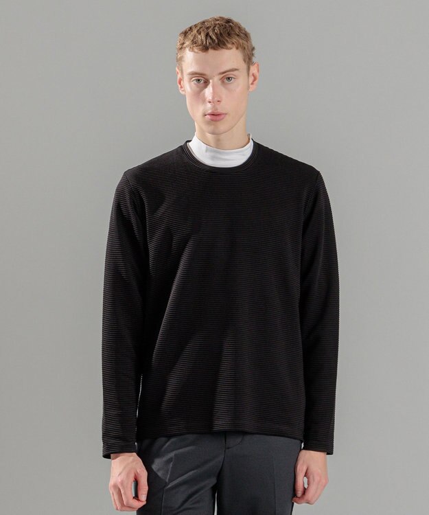 JOSEPH HOMME タックリップルジャージー　クルーネックカットソー ブラック系