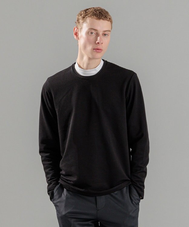 JOSEPH HOMME タックリップルジャージー　クルーネックカットソー ブラック系