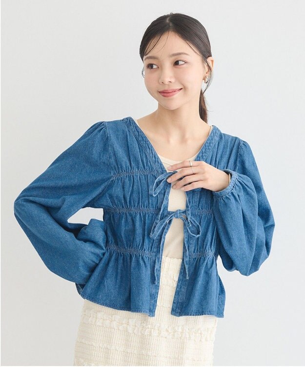 earth music&ecology デニムリボンシャツ Medium Indigo