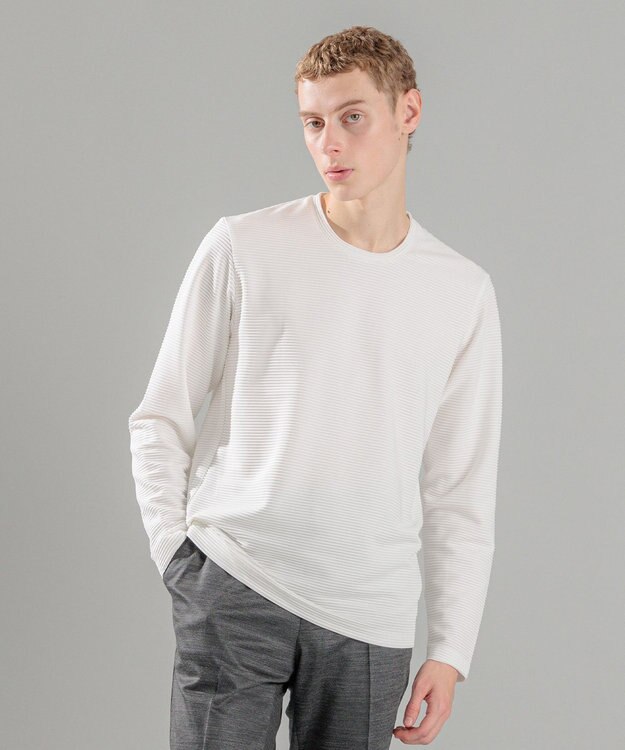 JOSEPH HOMME タックリップルジャージー　クルーネックカットソー ホワイト系