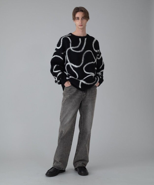 WEGO 【ユニセックス着用ITEM/ウエスト調整可】ストレートデニムパンツ グレーその他