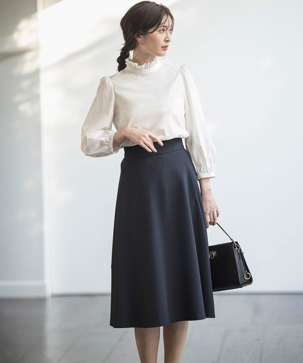 組曲 L 【KUMIKYOKU NAVY】スタンドフリルシャーティング ブラウス アイボリー系