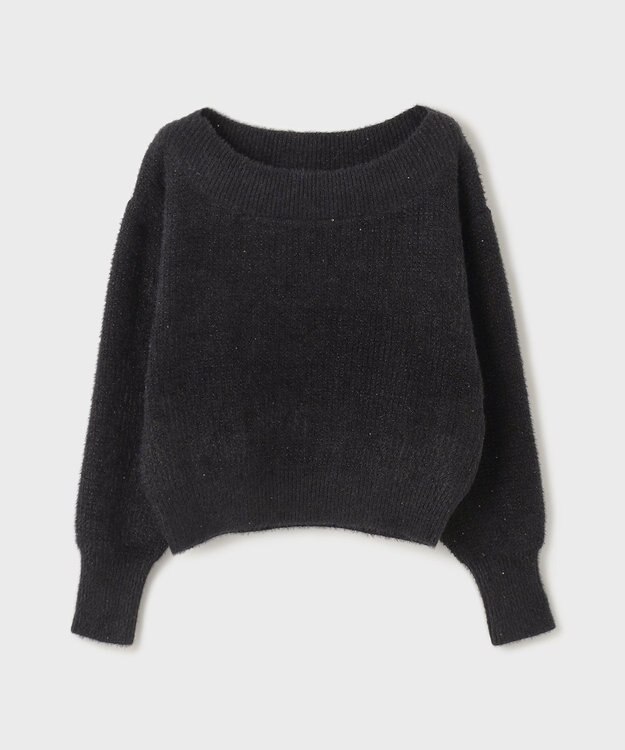 GRACE CONTINENTAL ラメリップニットトップ ブラック