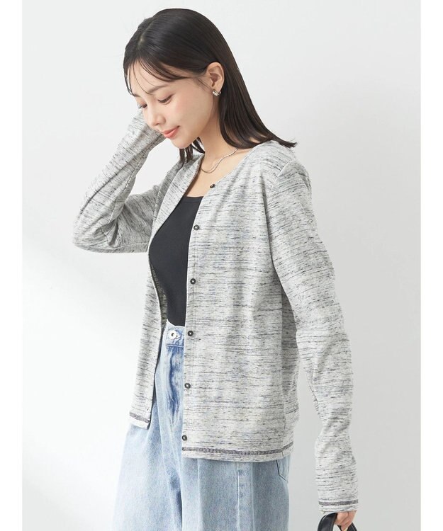 earth music&ecology メランジリブカーディガン（ｇｒａｙ） Gray Mixture