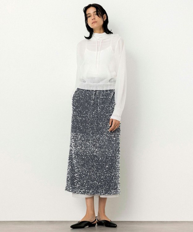 NAVE 【Nave・洗える】シアーニット スカート ホワイト系